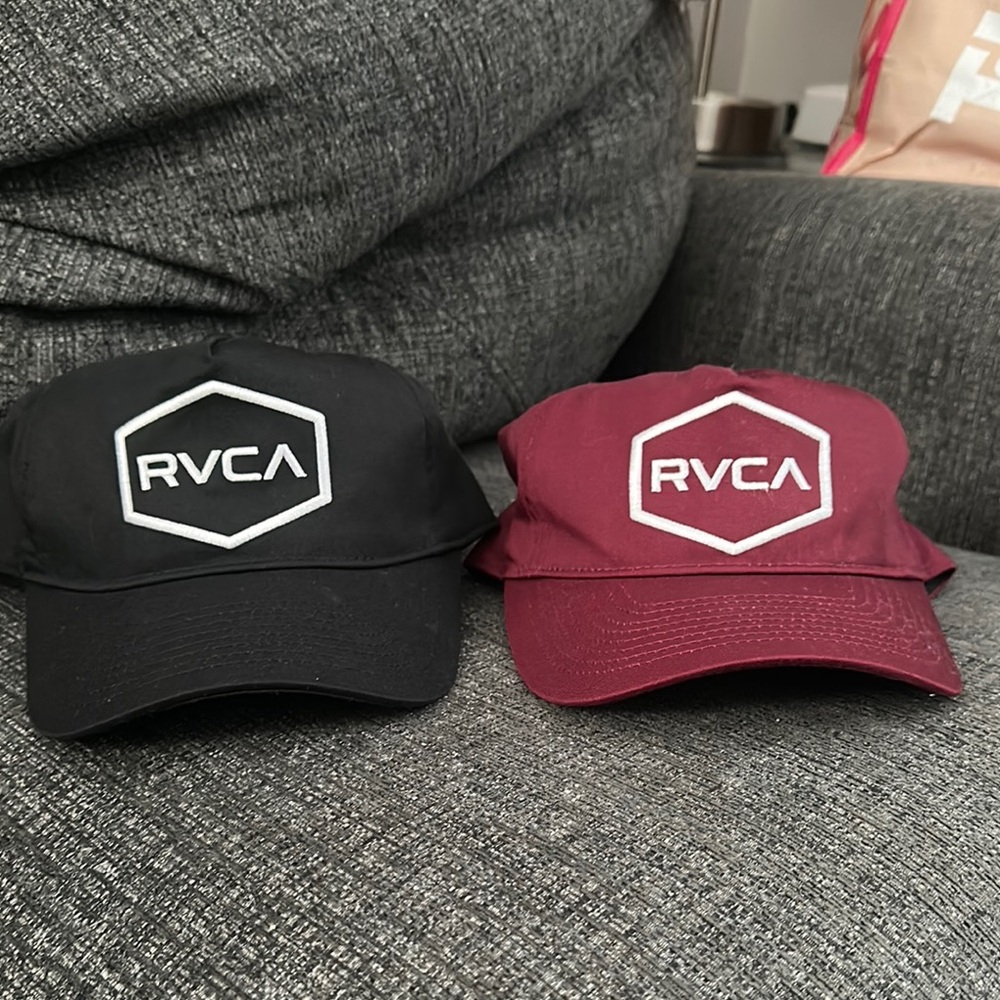 RVCA Black and Burgundy Hats